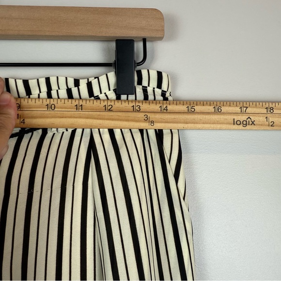 Greylin Anthropologie Pants Women Medium Ivory Black Striped Tassel Tie Straight - Picture 7 of 10